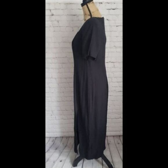 Vintage 90s Wednesday Black Sweetheart Neck Long Dress - Picture 4 of 9